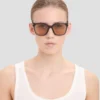 Übergroße Acetat-Sonnenbrille in transparentem Blau