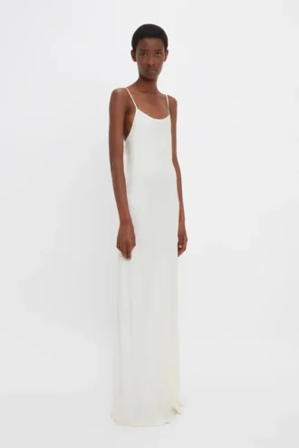 Bodenlanges Cami-Kleid in Elfenbein