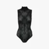 Bodysuit mit hohem Ausschnitt in Schwarz Bodysuit mit hohem Ausschnitt in Schwarz
