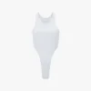 Bodysuit mit hohem Beinausschnitt in Weiß Bodysuit mit hohem Beinausschnitt in Weiß