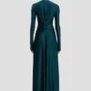 Cut-Out-Kleid in Dunkelblaugrün Cut-Out-Kleid in Dunkelblaugrün