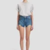 Distressed-Shorts in mittelblauer Waschung Distressed-Shorts in mittelblauer Waschung