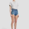 Distressed-Shorts in mittelblauer Waschung Distressed-Shorts in mittelblauer Waschung