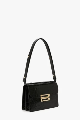 Dorian-Tasche aus geprägtem schwarzem Leder