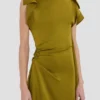 Drapiertes Midikleid in Moosgrün Drapiertes Midikleid in Moosgrün