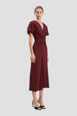 Eve Midi-Kleid in Burgunderrot