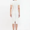 Figurbetontes T-Shirt-Kleid in Elfenbein