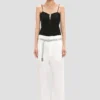 Hose mit geradem Bein und Umschlag in Off-White