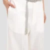 Hose mit geradem Bein und Umschlag in Off-White
