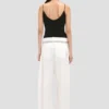 Hose mit geradem Bein und Umschlag in Off-White