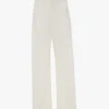 Hose mit geradem Bein und Umschlag in Off-White