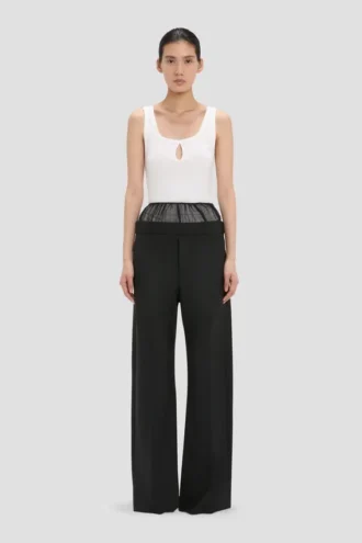 Hose mit transparenten Einsätzen in Schwarz