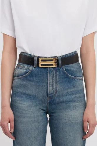 Jumbo Dorian Gürtel aus schwarzem Kalbsleder mit Krokodilprägung