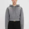 Kroppter, strukturierter Hoodie in Grau meliert