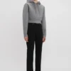 Kroppter, strukturierter Hoodie in Grau meliert