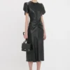 Leder-Midi-Kleid „Bela“ in Schwarz Leder-Midi-Kleid „Bela“ in Schwarz