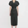 Leder-Midi-Kleid „Bela“ in Schwarz Leder-Midi-Kleid „Bela“ in Schwarz