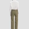 Maßgeschneiderte Hose mit geradem Bein in Salbei-Melange