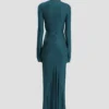 Midi-Kleid „Frances“ in Dunkelblaugrün Midi-Kleid „Frances“ in Dunkelblaugrün