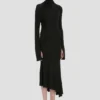 Midi-Kleid mit hohem Ausschnitt in Schwarz Midi-Kleid mit hohem Ausschnitt in Schwarz