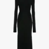Midi-Kleid mit hohem Ausschnitt in Schwarz Midi-Kleid mit hohem Ausschnitt in Schwarz