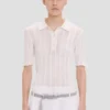 Polo-Shirt mit Rüschen in Weiß