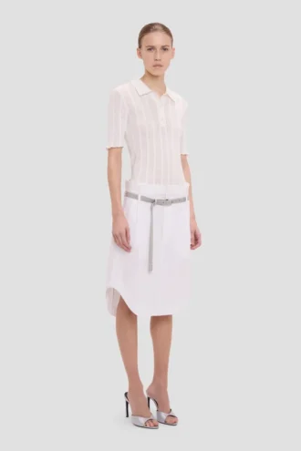 Polo-Shirt mit Rüschen in Weiß