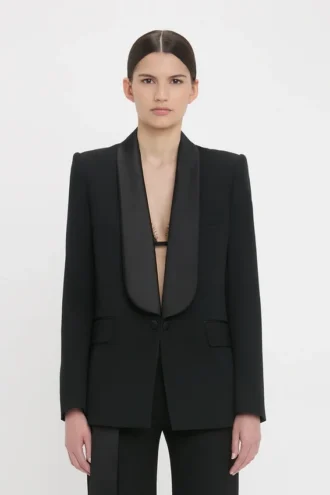Smokingjacke mit Schalkragen in Schwarz