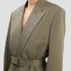 Taillierte Jacke mit Gürtel in Salbei-Melange
