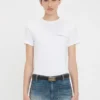 Tailliertes T-Shirt mit kleinem Logo in Weiß