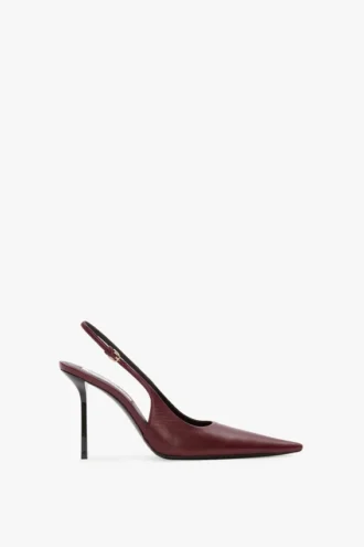 The Victoria Stiletto Slingback 100 aus burgunderrotem Leder