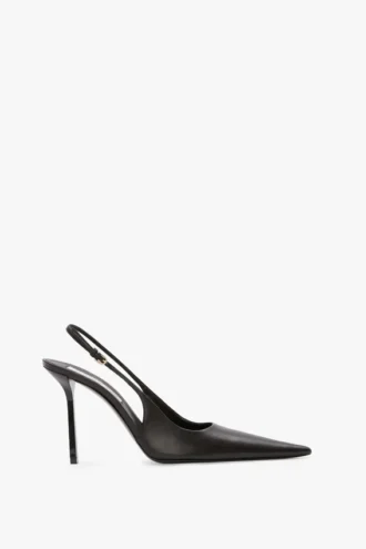The Victoria Stiletto Slingback 100 aus schwarzem Leder