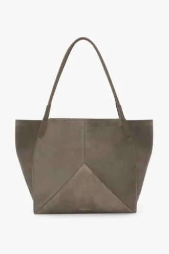 The Victoria Tote Bag Large aus kieselgrauem Wildleder