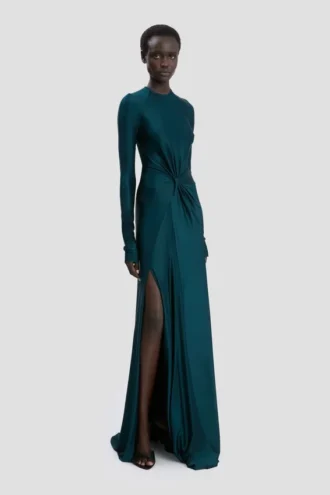 Twist-Taillenkleid in Dunkelblaugrün